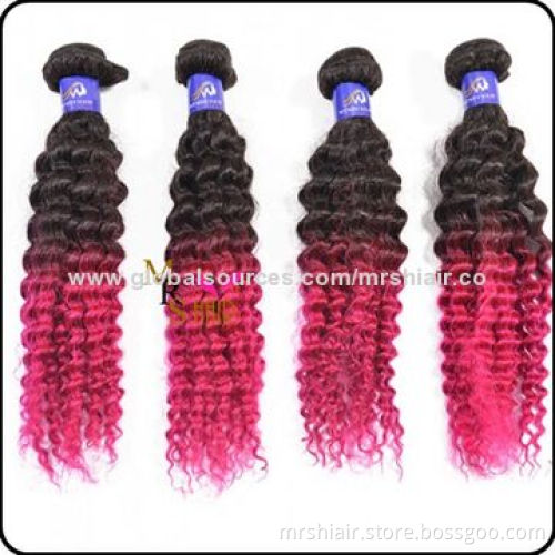 24-inch Omber Color Indian Curly Remy Hair Weaves